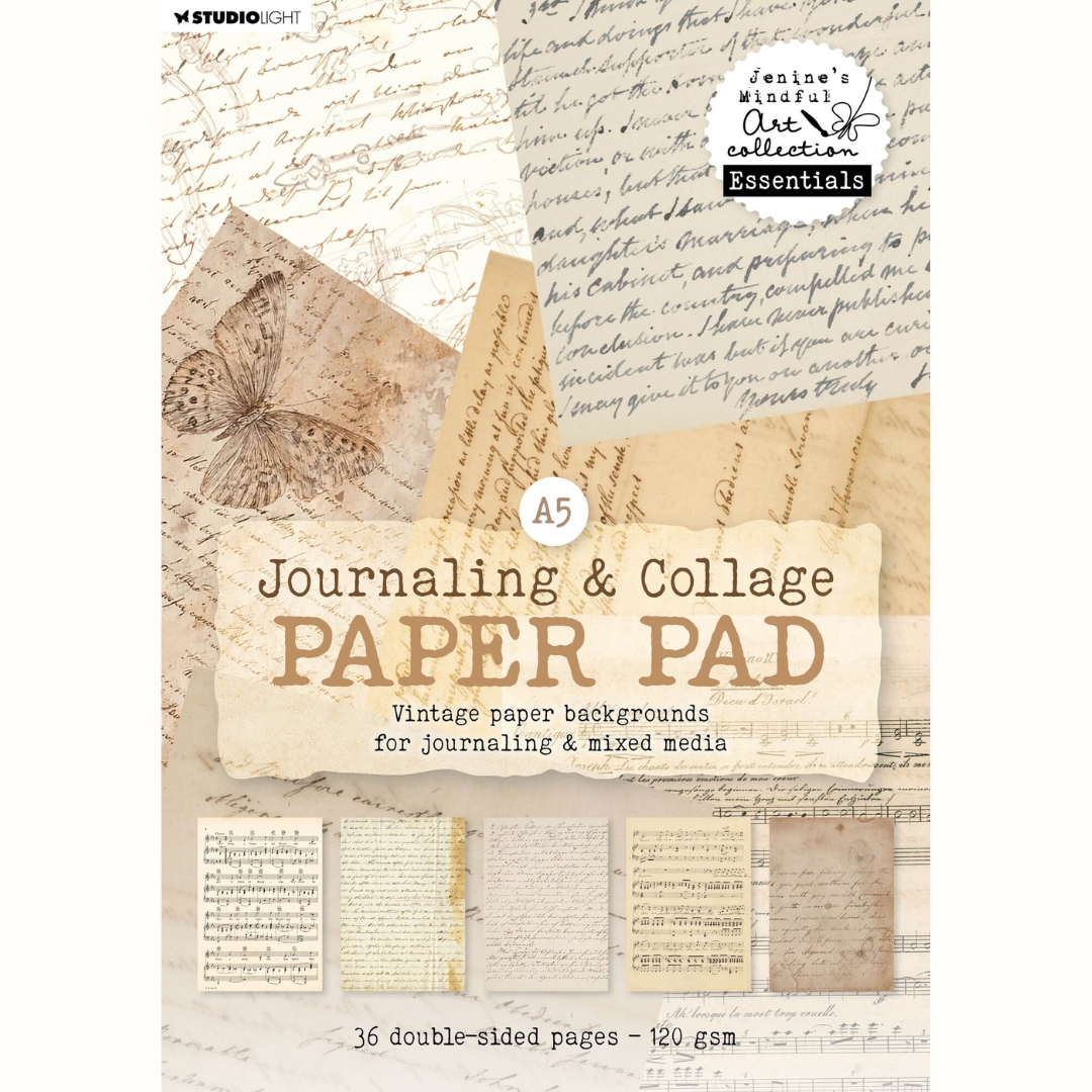 Studio Light Vintage Paper Backgrounds Journaling & Collage paperilehtiö A5