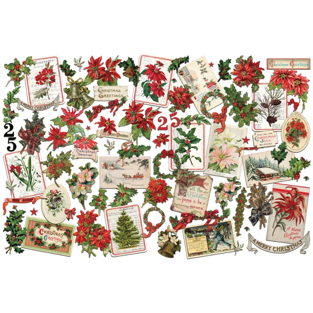 Tim Holtz Idea-ology – Christmas Botanical Ephemera leikekuvat (83 kpl) - Image 2