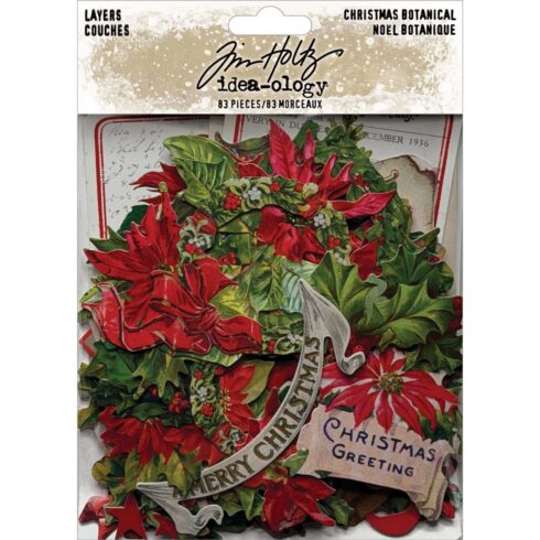 Tim Holtz Idea-ology Christmas Botanical Ephemera leikekuvat (83 kpl)