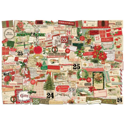 Tim Holtz Idea-ology Christmas Noel Ephemera leikekuvat (167 kpl)