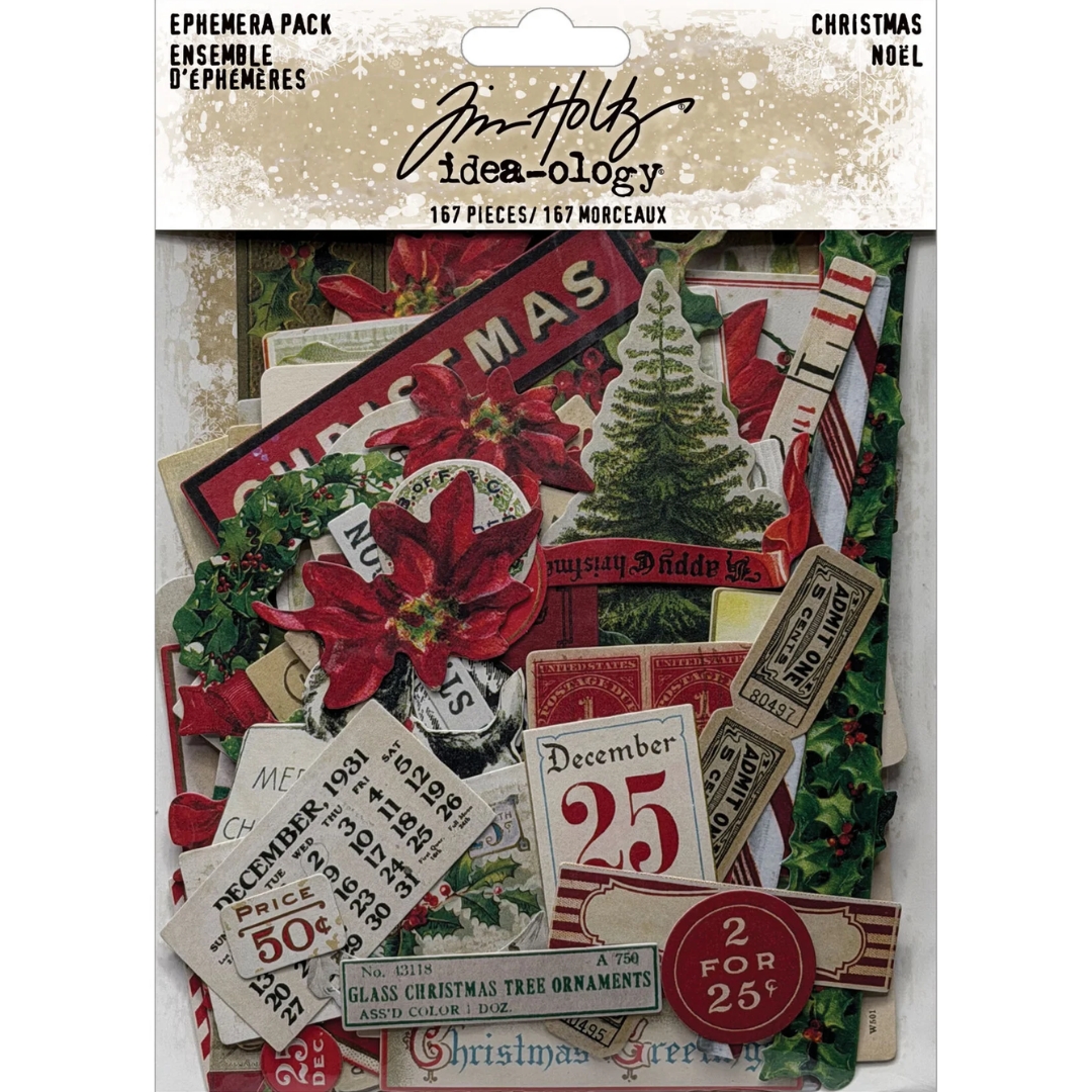 Tim Holtz Idea-ology Christmas Noel Ephemera leikekuvat (167 kpl)