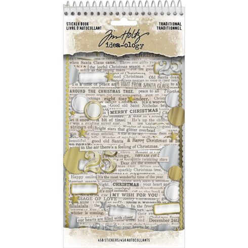 Tim Holtz Idea-ology – Christmas Sticker Book Traditional tarrakirja (458 kpl)