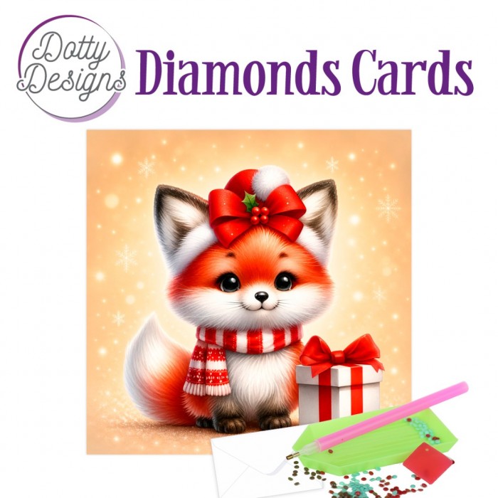 Timanttimaalauskortti Dotty Designs MERRY LITTLE FOX 15x15cm
