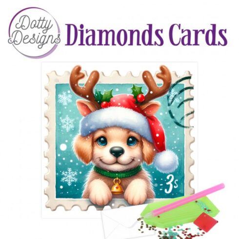 Timanttimaalauskortti Dotty Designs SANTA PAWS 15x15cm