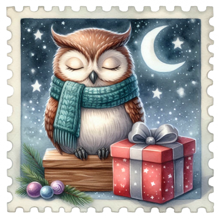 Timanttimaalauskortti Dotty Designs SILENT NIGHT OWL 15x15cm