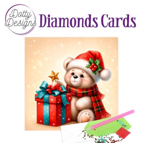 Timanttimaalauskortti Dotty Designs TEDDY CHRISTMAS 15x15cm