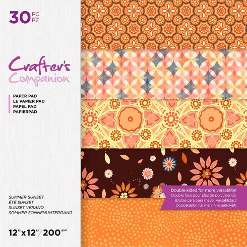 Crafter´s Companion Summer Sunset Paper Pad - paperilehtiö 30,5 x 30,5 cm (30 kpl)