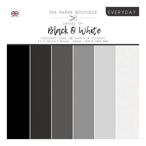 The Paper Boutique – Black White paperilajitelma Coloured Card 203 x 203 cm