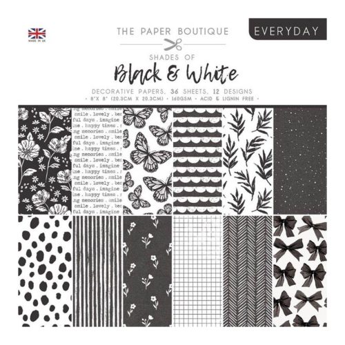 The Paper Boutique – Black White paperilajitelma Decorative Papers 203 x 203 cm