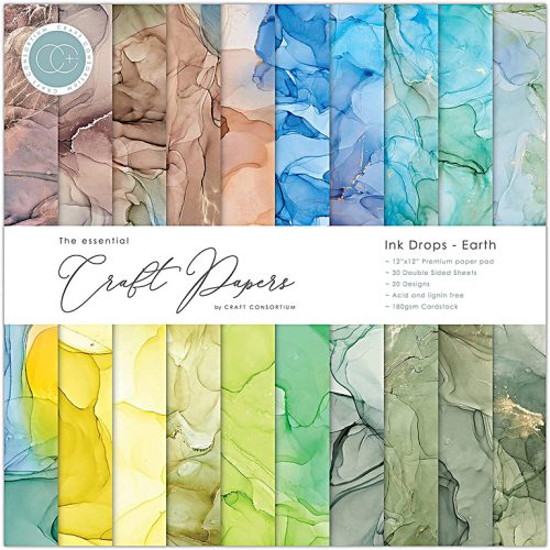 Craft Consortium – Ink Drops Earth paperilehtio 305 x 305 cm