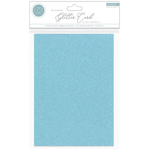 Craft Consortium Glitter Card Sky Blue Hilekartonki A4 220g 10 kpl