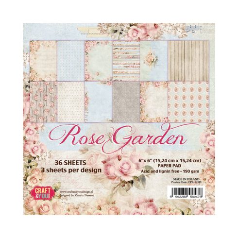 Craft & You Design – Rose Garden paperilajitelma 15,2 x 15,2 cm