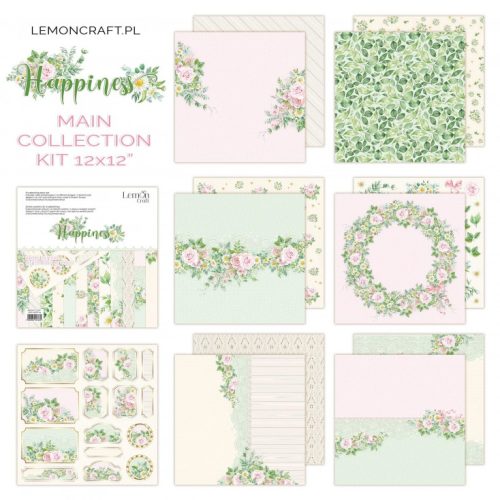 happiness main kit set of scrapbooking papers 30x30cm lemoncraft