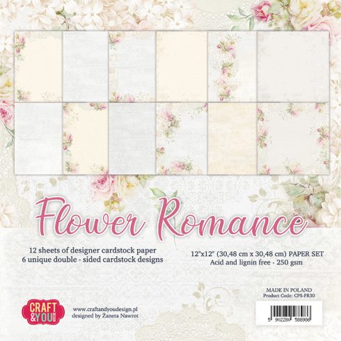 Craft & You Design – Flower Romance paperilajitelma 30,5 x 30,5 cm