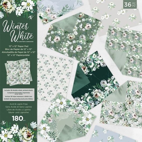 Crafter's Companion – Winter White paperilehtiö 30,5 x 30,5 cm