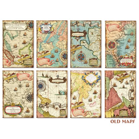 Decorer – Old Maps korttikuvat 7 x 10,8 cm (24 kpl)