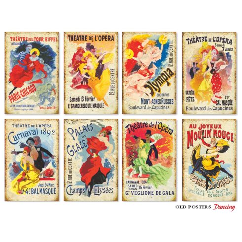 Decorer – Old Posters Dancing korttikuvat 7 x 10,8 cm (24 kpl)
