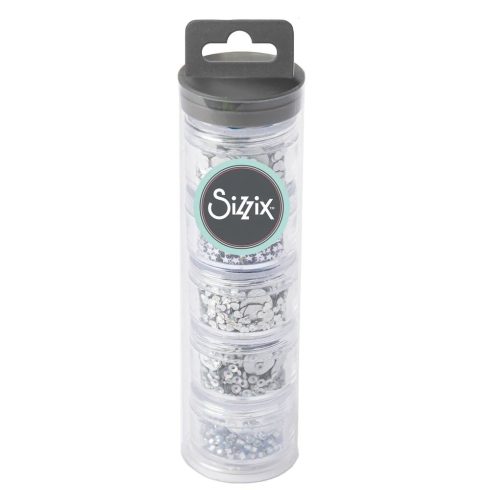 Sizzix shaker Sequins & Beads – SILVER MIX (5kpl)