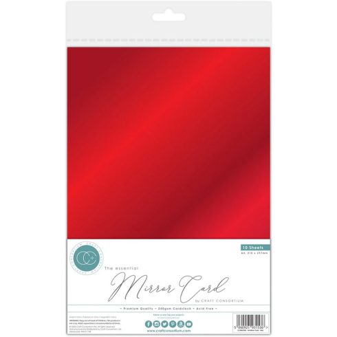 Craft Consortium Mirror Card Peilikartonki Punainen A4 240g (10 kpl)