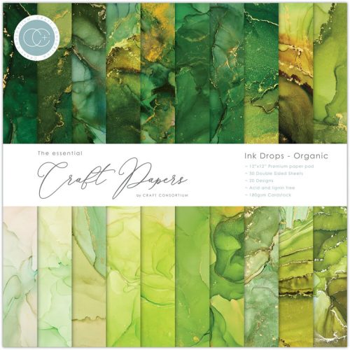 Craft Consortium – Ink Drops Organic paperilehtiö 30,5 x 30,5 cm