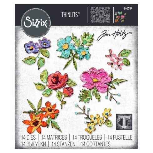 Sizzix Tim Holtz Thinlits stanssi – BRUSHSTROKE FLOWERS MINI