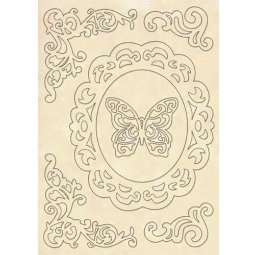 Stamperia Wooden Shapes puukuviot – CORNERS AND BUTTERFLIES (A5)