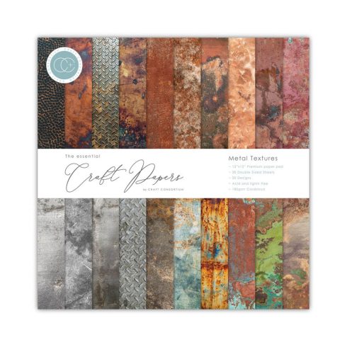 Craft Consortium – Metal Textures paperilehtiö 15,2 x 15,2 cm