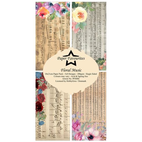 Paper Favourites – Floral Music paperilajitelma 10 x 21 cm1