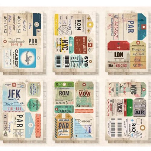 DIY Block – Vintage Tags korttikuvat 74 x 105 cm 24 kpl1