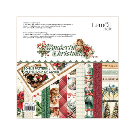 Lemon Craft – Wonderful Christmas Elements paperilehtiö 20,3 x 20,3 cm