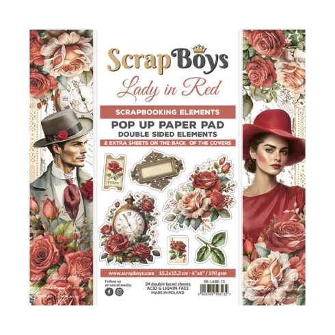 ScrapBoys – Lady in Red Pop-up Elements paperilehtiö 15,2 x 15,2 cm