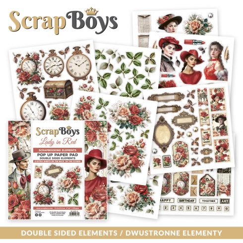 ScrapBoys – Lady in Red Pop up Elements paperilehtio 152 x 152 cm1