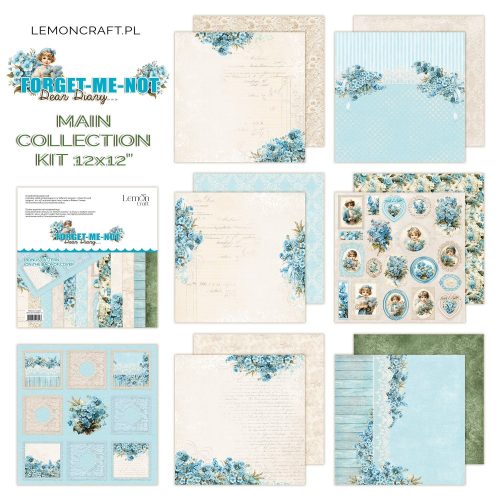 dear diary forget me not main kit set of scrapbooking papers 30x30cm lemoncraft 1