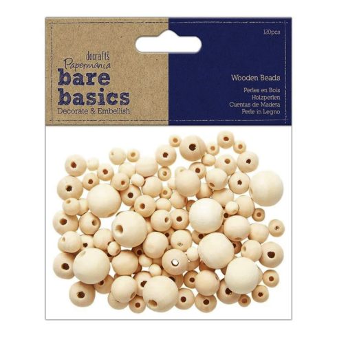 Bare Basics Wooden Round Beads – Puuhelmet lajitelma (120kpl)