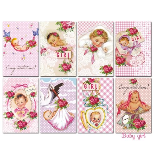 Decorer – Baby Girl korttikuvat 7 x 10,8 cm (24 kpl)