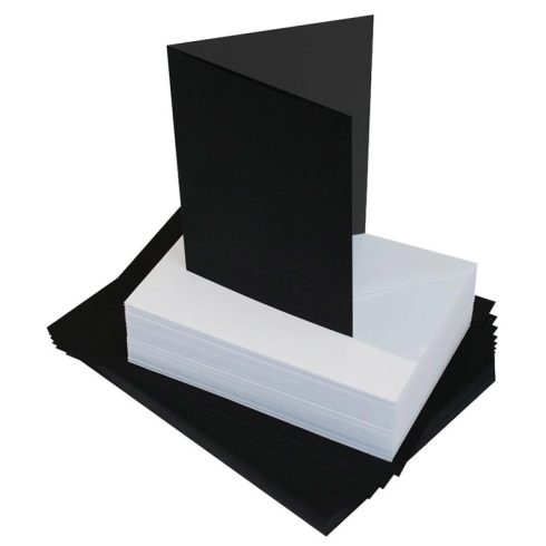Korttipohjat + kirjekuoret A6 (10,5x14,8cm) Black 50 kpl