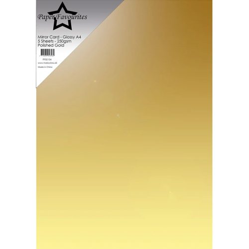 Paper Favourites Mirror Card Glossy Gold – Peilikartonki kulta A4 250g (5 kpl)