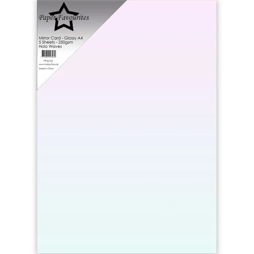 Paper Favourites Mirror Card Glossy Holo Waves – Peilikartonki helmiäinen A4 250g (5 kpl)