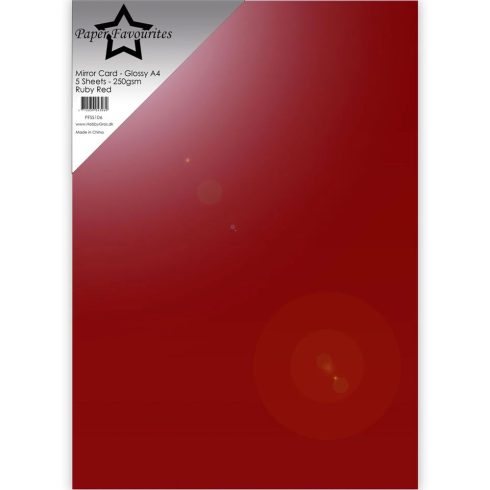 Paper Favourites Mirror Card Glossy Peilikartonki kiiltävä punainen A4 250g (5 kpl)