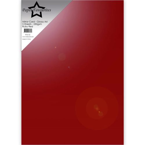 Paper Favourites Mirror Card Glossy Peilikartonki kiiltävä punainen A4 250g (5 kpl)