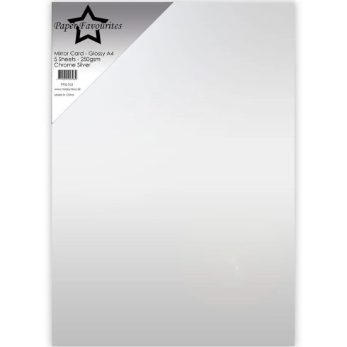 Paper Favourites Mirror Card Glossy Silver – Peilikartonki hopea A4 250g (5 kpl)