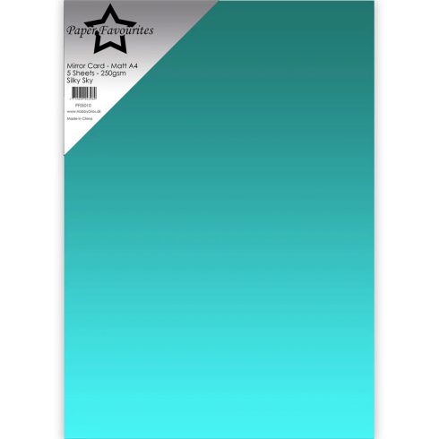 Paper Favourites Mirror Card Matt Sky – Peilikartonki turkoosi A4 250g (5 kpl)