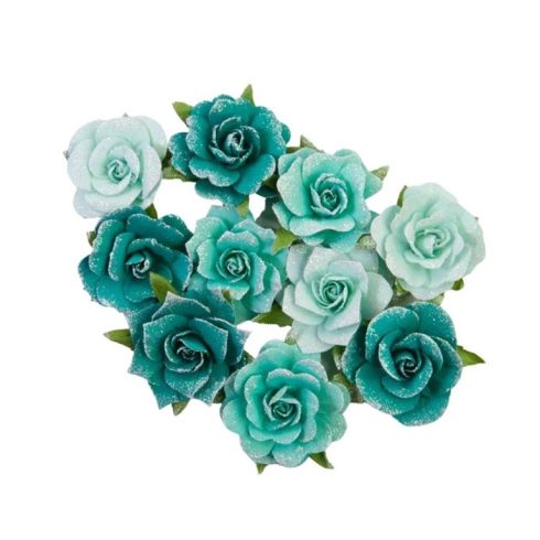 Prima Flowers Painted Floral Flowers – Shiny Teal Paperikukat (10kpl)