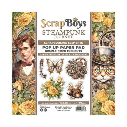 ScrapBoys – Steampunk Journey Pop-up Elements paperilehtiö 15,2 x 15,2 cm