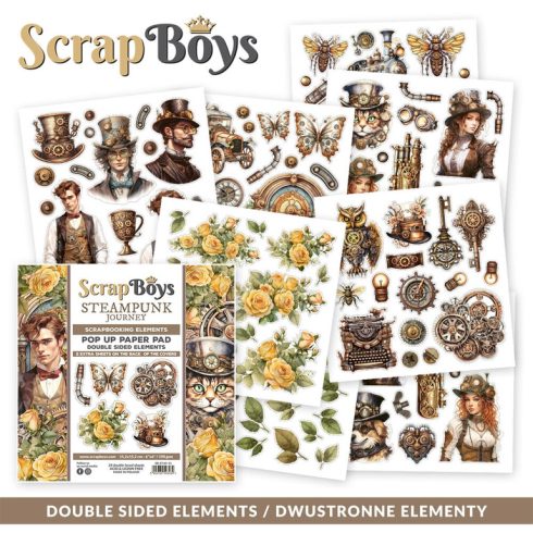 ScrapBoys – Steampunk Journey Pop up Elements paperilehtio 152 x 152 cm 1