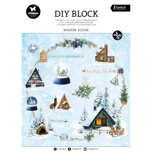 Studio Light DIY Block – Winter Scene paperilehtiö A4