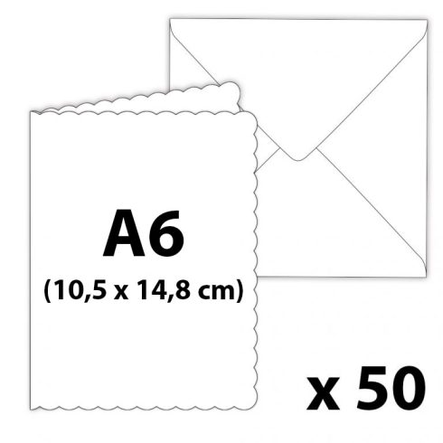 Piparkakkureuna korttipohjat + kirjekuoret A6 10,5×14,8cm valkoinen 50 kpl