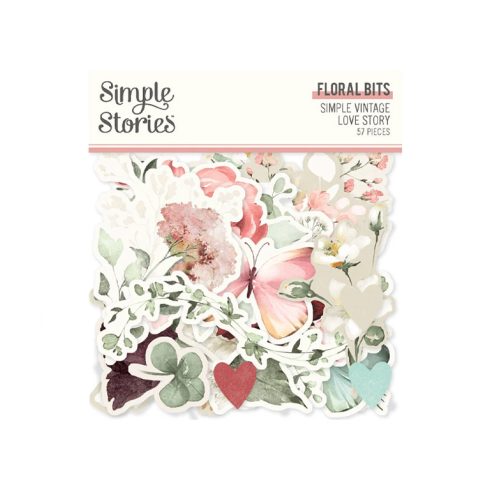 Simple Stories Floral Bits & Pieces – Love Story leikekuvat (57 kpl)