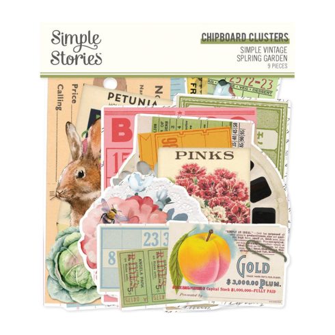 Simple Stories – Chipboard Clusters Spring Garden kartonkikuvat (9 kpl)