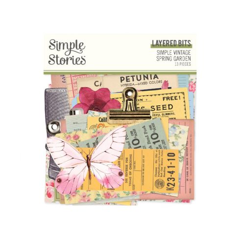 Simple Stories – Layered Bits Spring Garden leikekuvat (13 kpl)